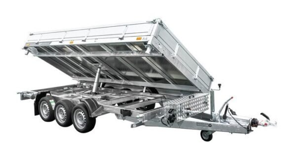 Remorque benne hydraulique 3 essieux 400×200 cm – PTAC 3 500 kg, pompe électrique