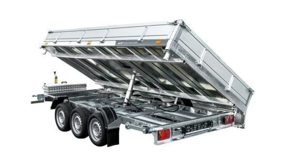 Remorque benne hydraulique 3 essieux 400×200 cm – PTAC 3 500 kg, pompe électrique